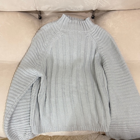 Light Gray Ribbed Mock Neck Sweater - Picture 2 of 5